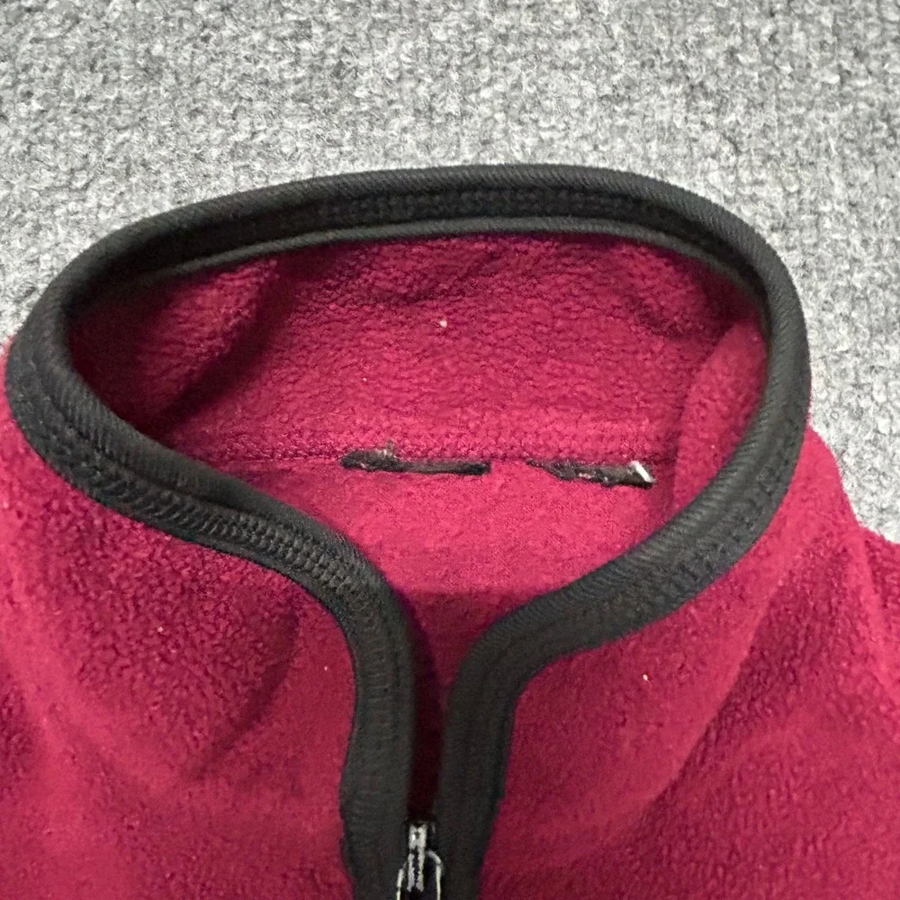 Disney Fleece Pullover Womens Size M Maroon Grey Colorblock Mickey Mouse 1/4 Zip